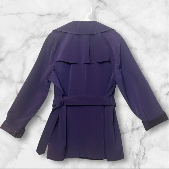 Purple London Fog trench coat with double-breasted design and belt Large - Picture 6 of 12